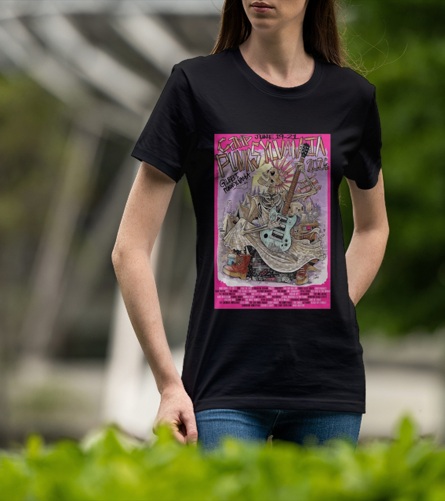 Camp Punksylvania Gilbert Pennsylvania June 19 21 2026 Skeleton Guitar T-Shirt