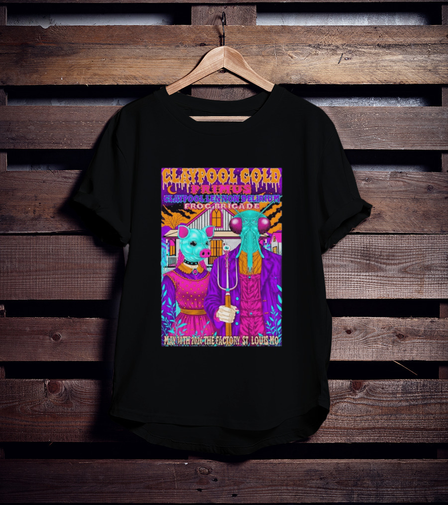 Claypool Gold Primus Lennon Delirium Frog Brigade Concert May 30th 2026 St Louis Mo T-Shirt