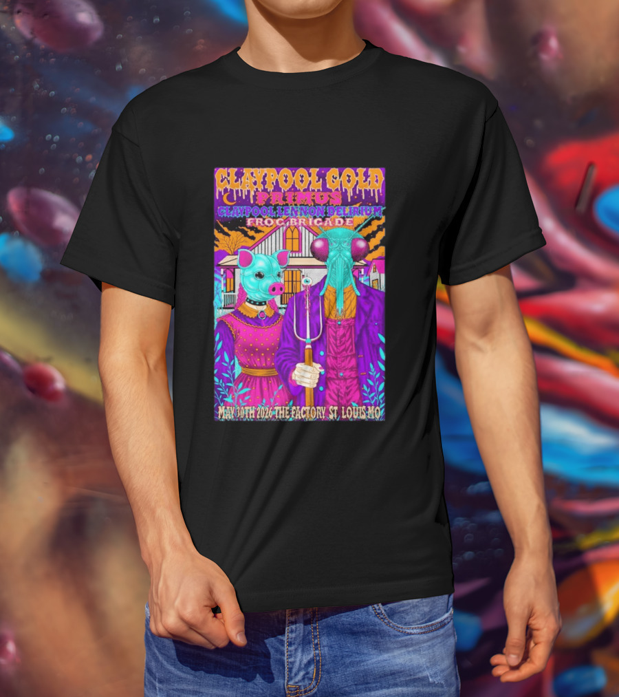 Claypool Gold Primus Lennon Delirium Frog Brigade Concert May 30th 2026 St Louis Mo T-Shirt