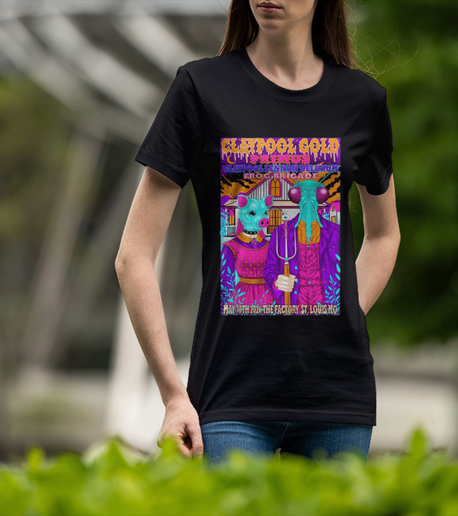 Claypool Gold Primus Lennon Delirium Frog Brigade Concert May 30th 2026 St Louis Mo T-Shirt