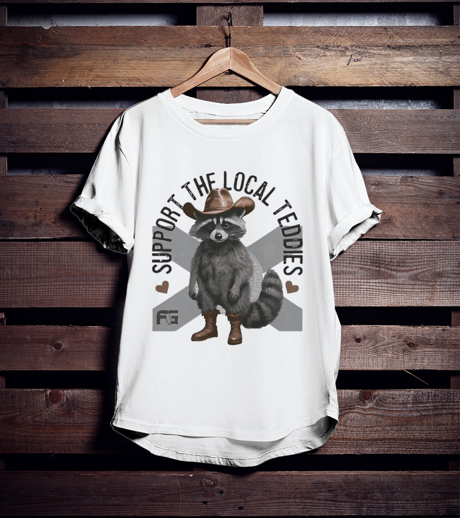 Raccoon Cowboy Support The Local Teddies T-Shirt