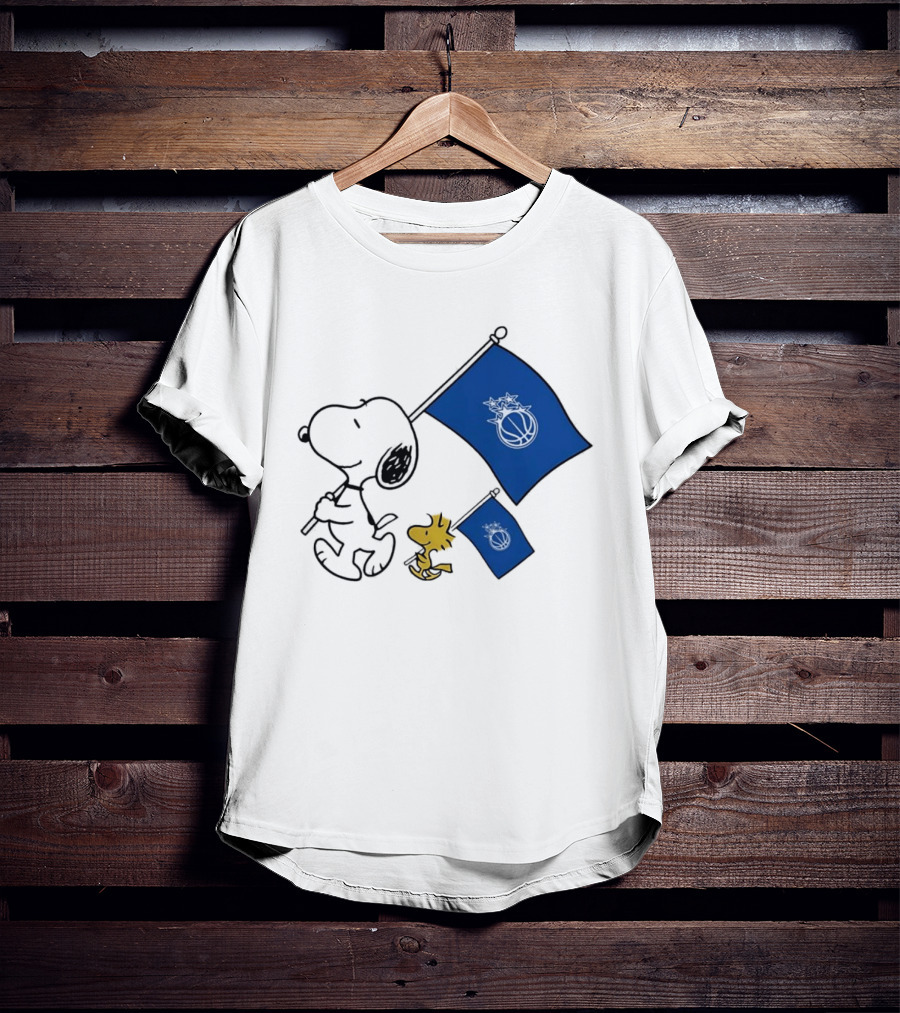Snoopy And Woodstock Orlando Magic Team Flags Support T-Shirt