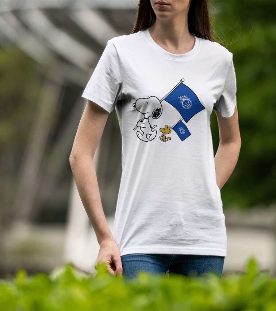 Snoopy And Woodstock Orlando Magic Team Flags Support T-Shirt
