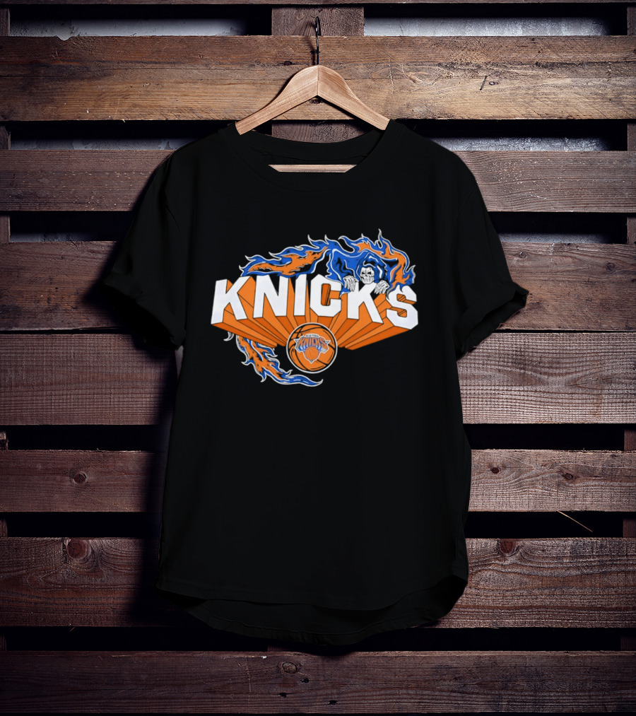 Knicks Basketball Team Flame Graphic New York Knicks NBA T-Shirt