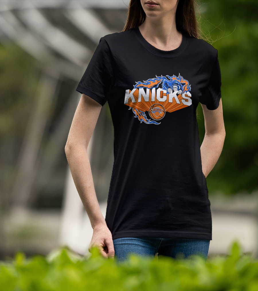 Knicks Basketball Team Flame Graphic New York Knicks NBA T-Shirt