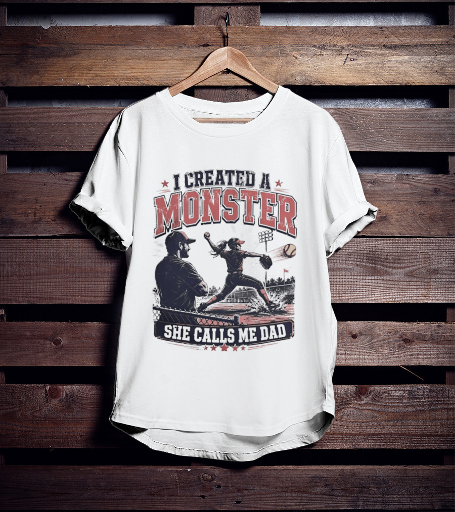 Fastpitch Softball She Calls Me Dad I Created A Monster T-Shirt