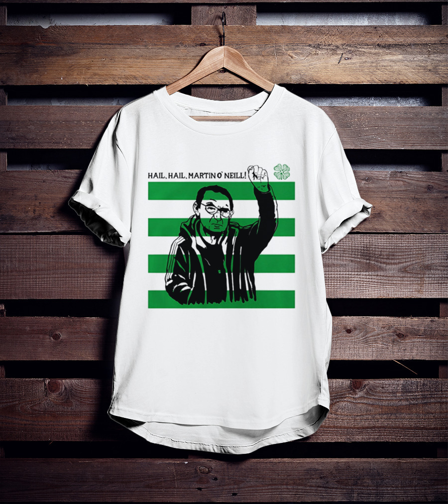 Hail Hail Martin O Neill Iconic Gesture Four Leaf Clover Stripes T-Shirt