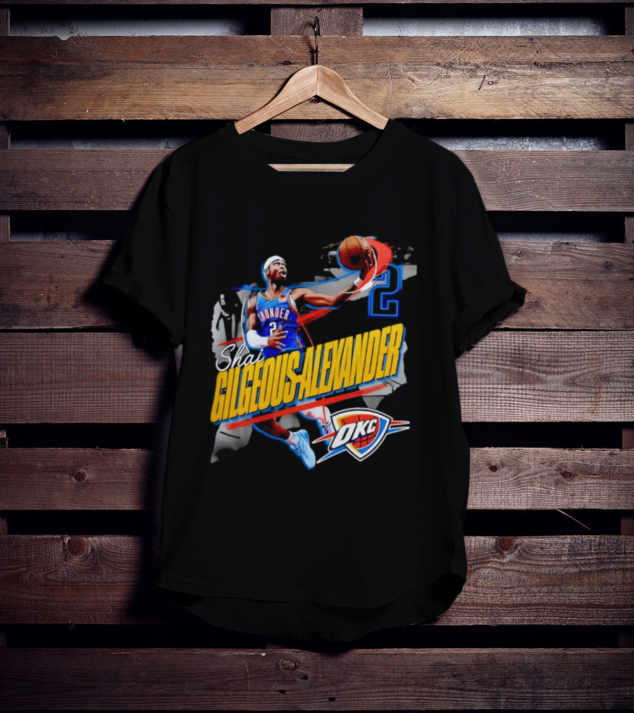 Shai Gilgeous Alexander Oklahoma City Thunder NBA OKC Blue Jersey Number 2 T-Shirt
