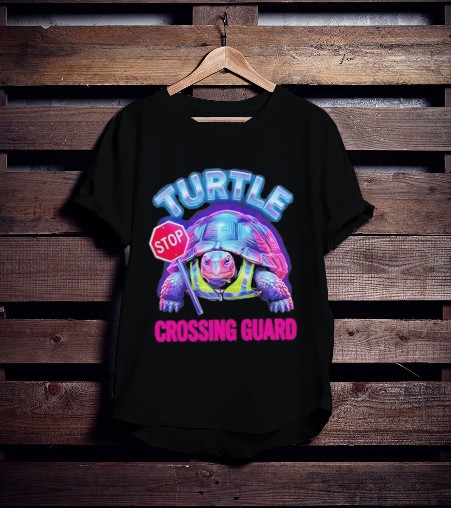 Turtle Stop Crossing Guard Neon Vibe T-Shirt