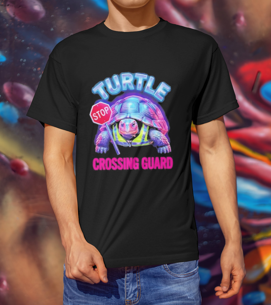 Turtle Stop Crossing Guard Neon Vibe T-Shirt