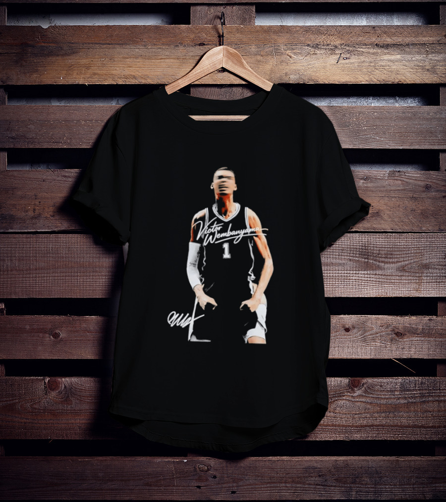 Victor Wembanyama San Antonio Spurs 2023 NBA Draft Number 1 Jersey Signature T-Shirt