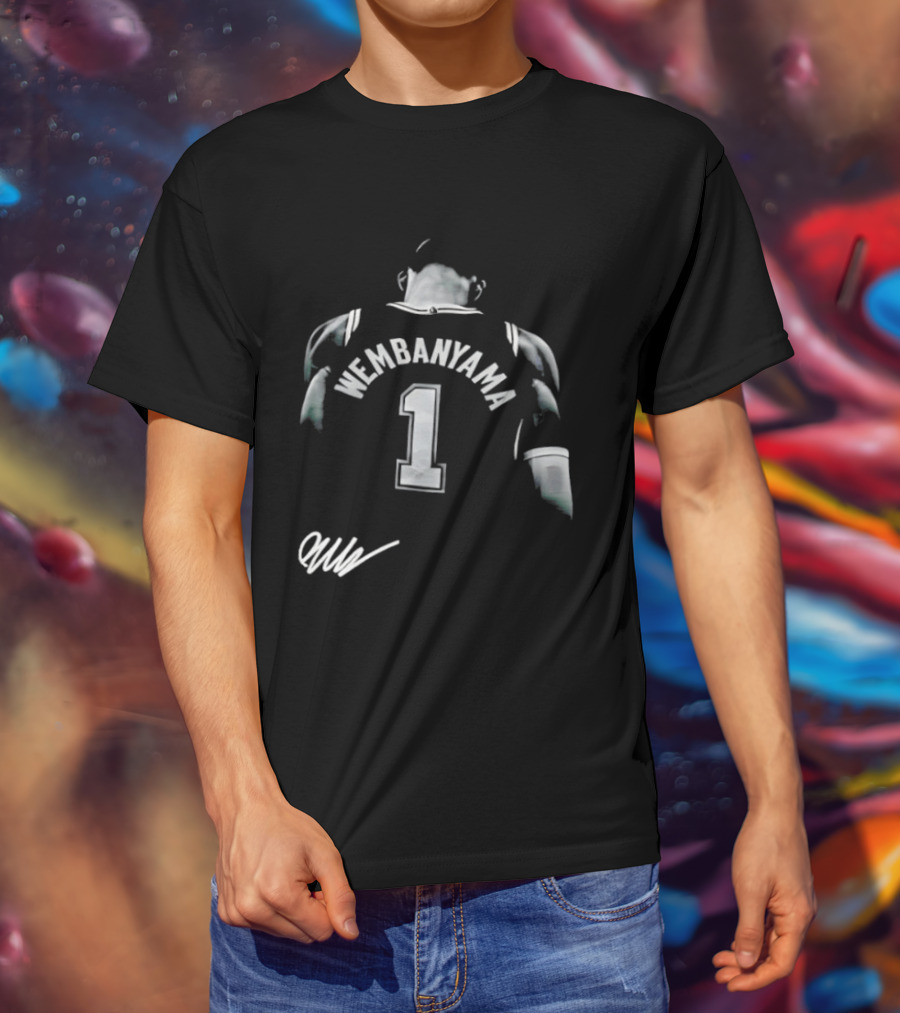 Victor Wembanyama San Antonio Spurs NBA Jersey Number 1 Signature T-Shirt
