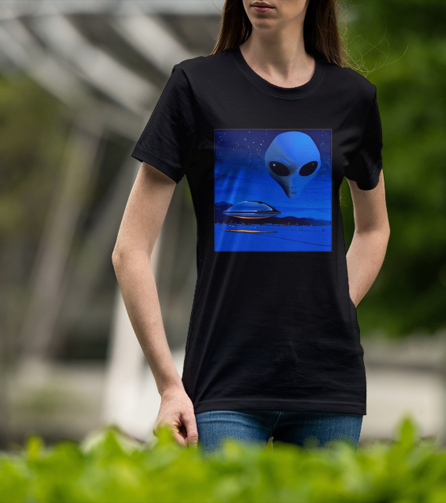 Aline UFO Portrait Night Sky Scene T-Shirt