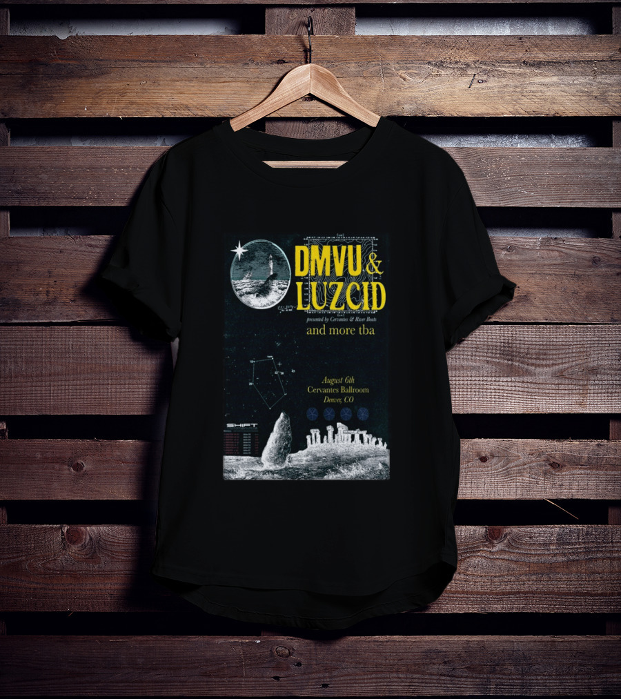 DMVU LUZCID August 6th Cervantes Ballroom Denver CO Lunar Lighthouse Constellation T-Shirt