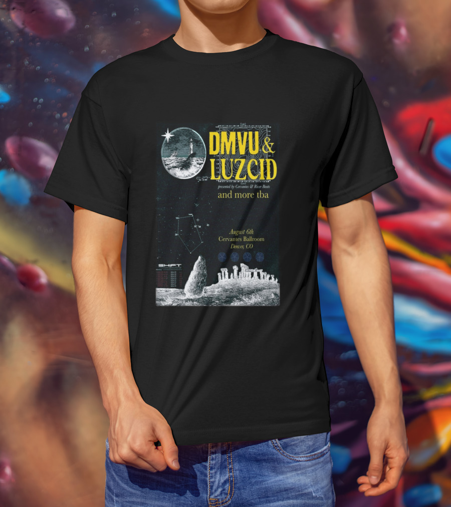 DMVU LUZCID August 6th Cervantes Ballroom Denver CO Lunar Lighthouse Constellation T-Shirt