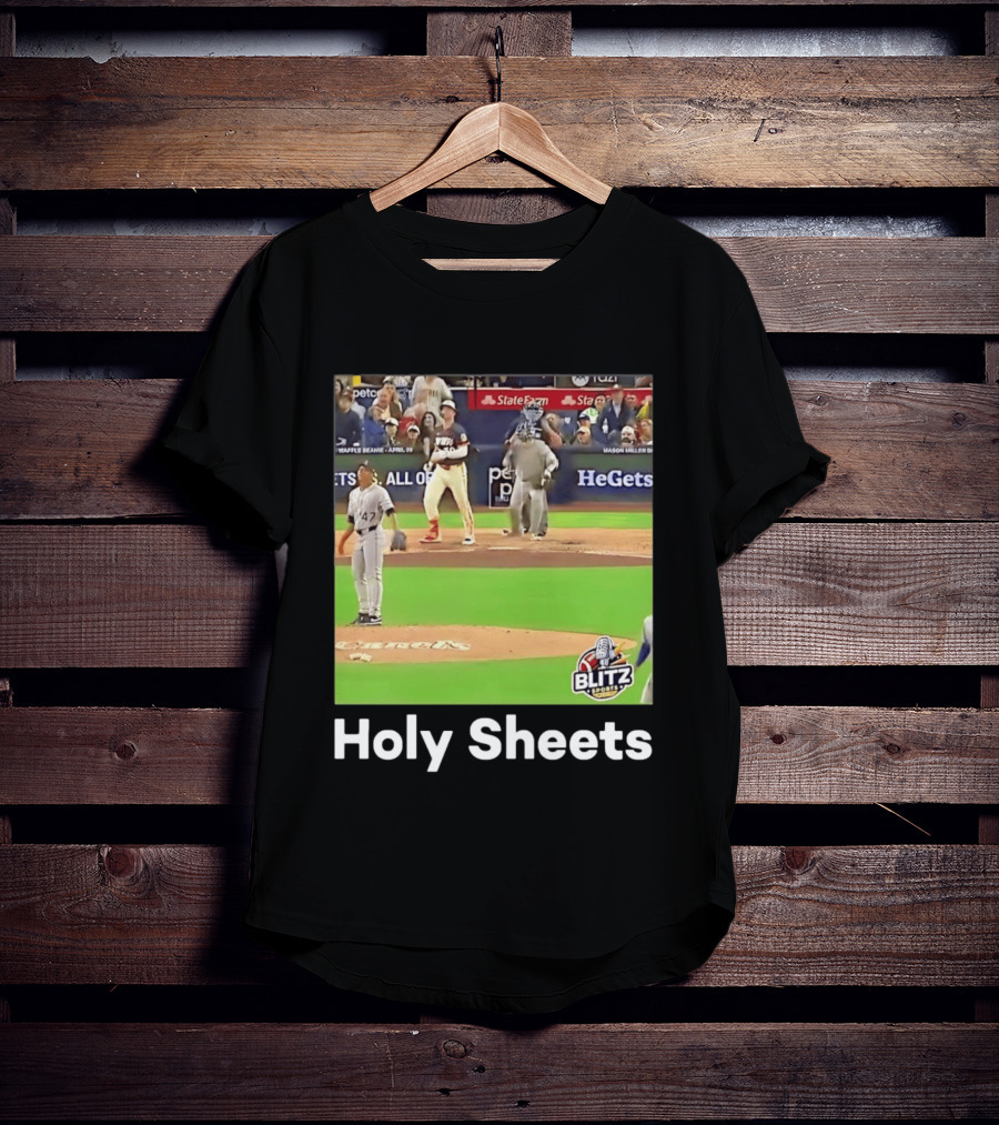 Mason Miller Holy Sheets Blitz Sports MLB HeGets State Farm Waffle Beanie T-Shirt