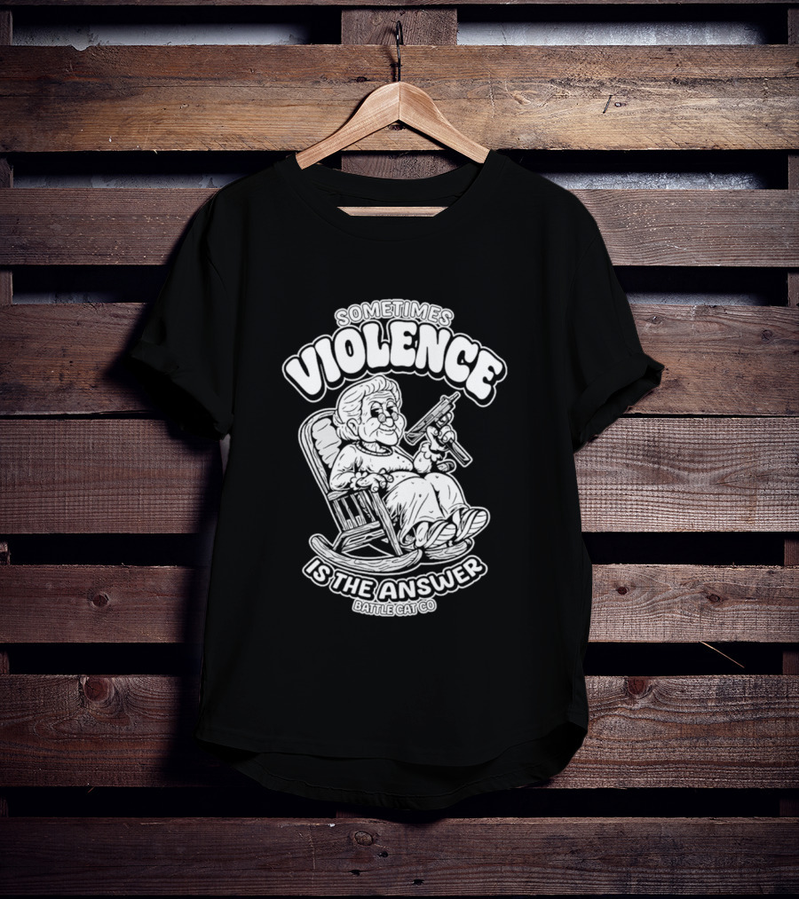 Grandma Sometimes Violence Is The Answer Retro Funny Guns T-Shirt
