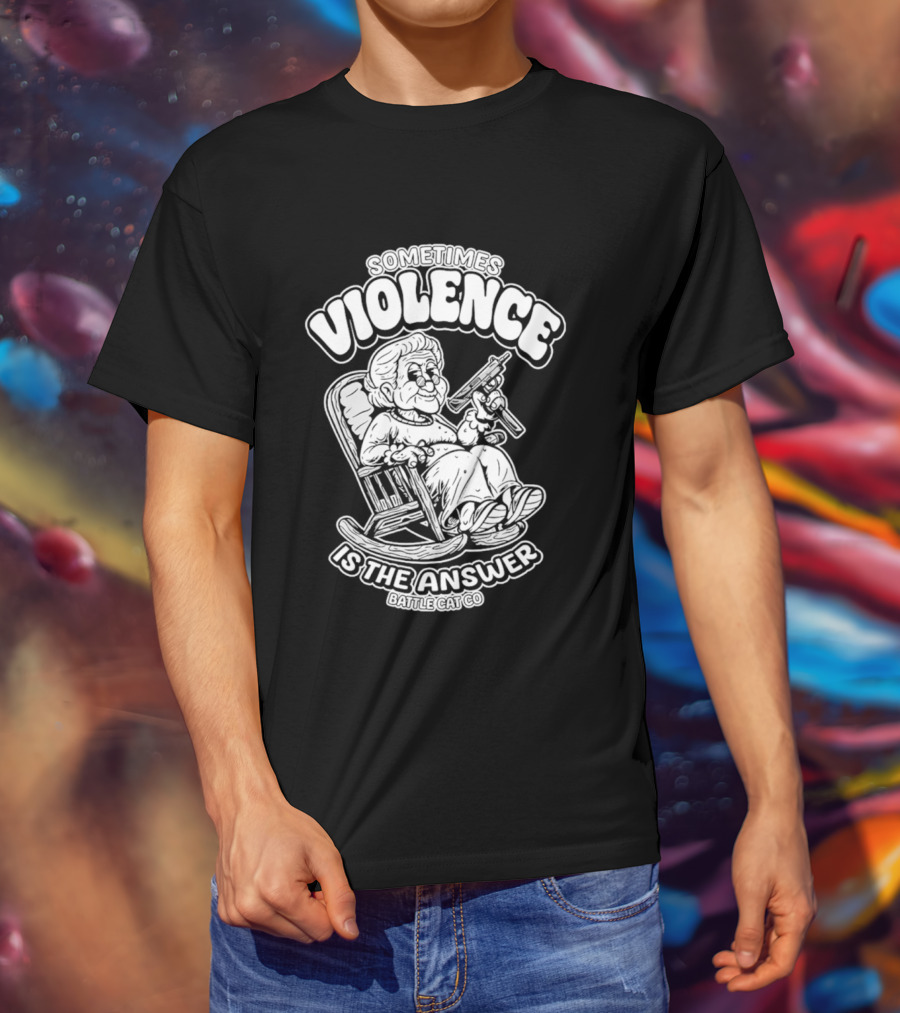 Grandma Sometimes Violence Is The Answer Retro Funny Guns T-Shirt