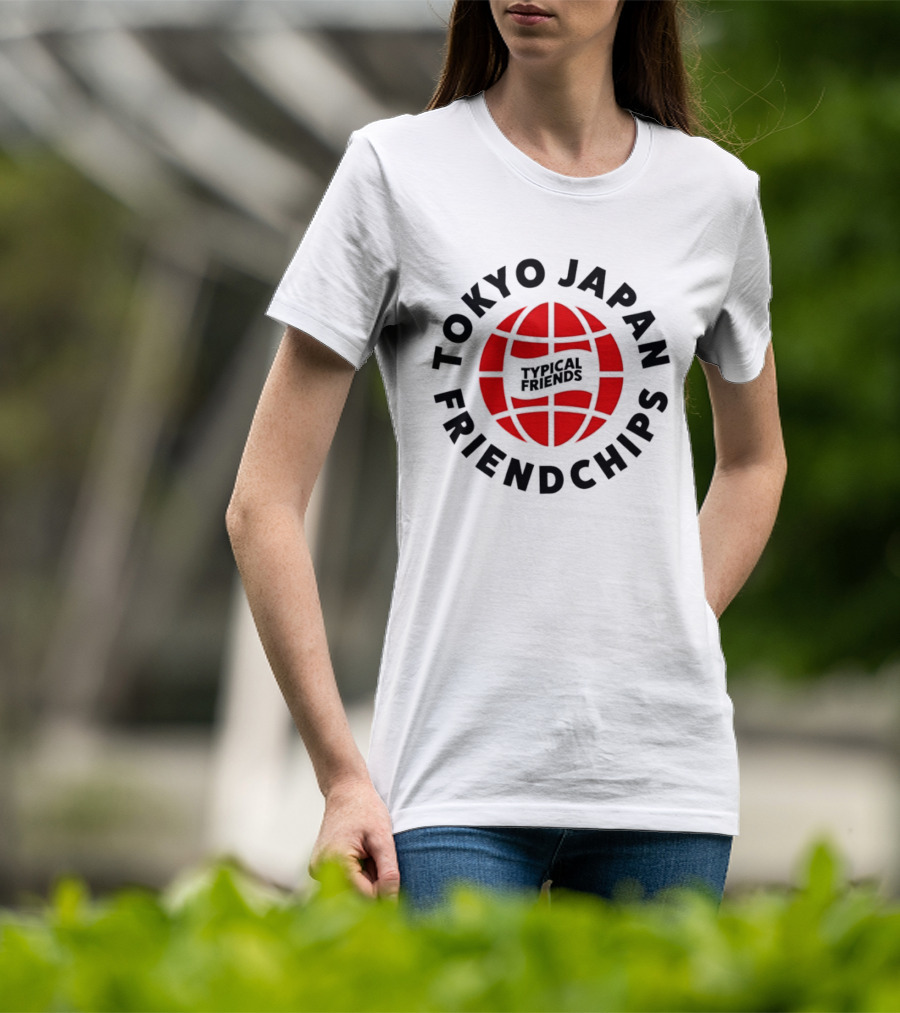 Tokyo Japan Friendchips Typical Friends Red Globe T-Shirt