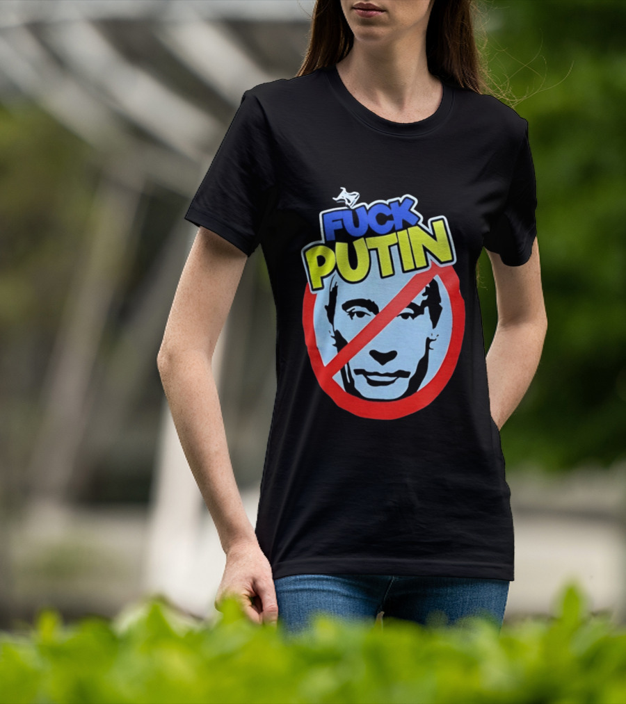 FUCK PUTIN Red Circle Icon With Blue And Yellow T-Shirt