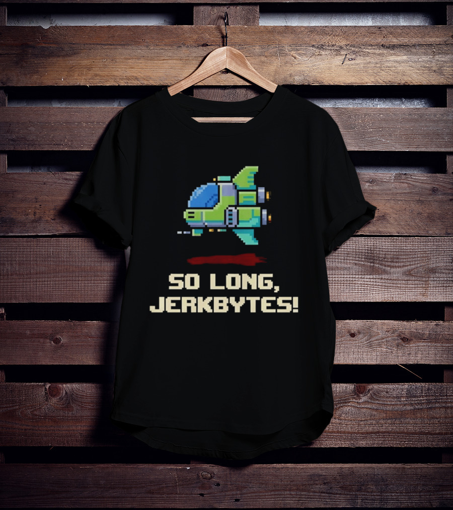 Pixel Spaceship So Long Jerkbytes Retro Sci Fi 8 Bit T-Shirt
