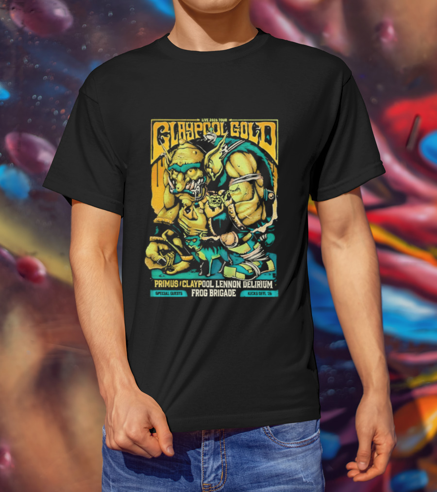Primus Claypool Lennon Delirium Frog Brigade Crypto Gold Monster T-Shirt