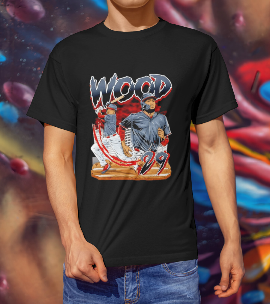 Wood 29 Washington Baseball Player Action T-Shirt