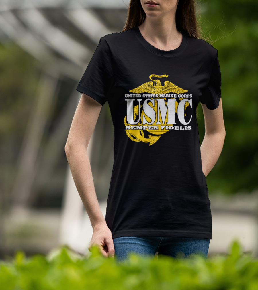 United States Marine Corps USMC Semper Fidelis Eagle Globe Anchor T-Shirt