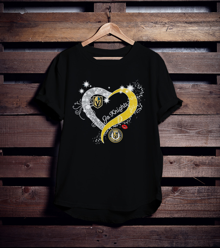 Vegas Golden Knights NHL Heart Emblem Go Knights T-Shirt