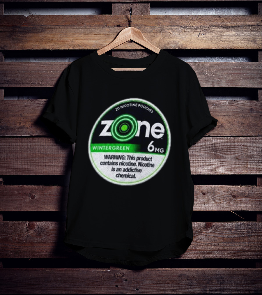 20 Nicotine Pouches Zone Wintergreen 6mg Warning Contains Nicotine T-Shirt