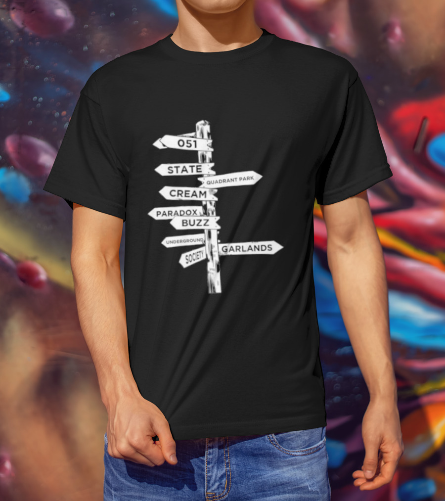 Music Matters Clubland 051 State Quadrant Park Cream Para Dox Buzz Underground Society Garlands T-Shirt