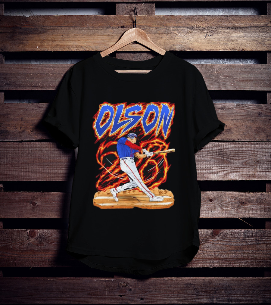 Olson Baseball Player Batting With Intense Flame T-Shirt