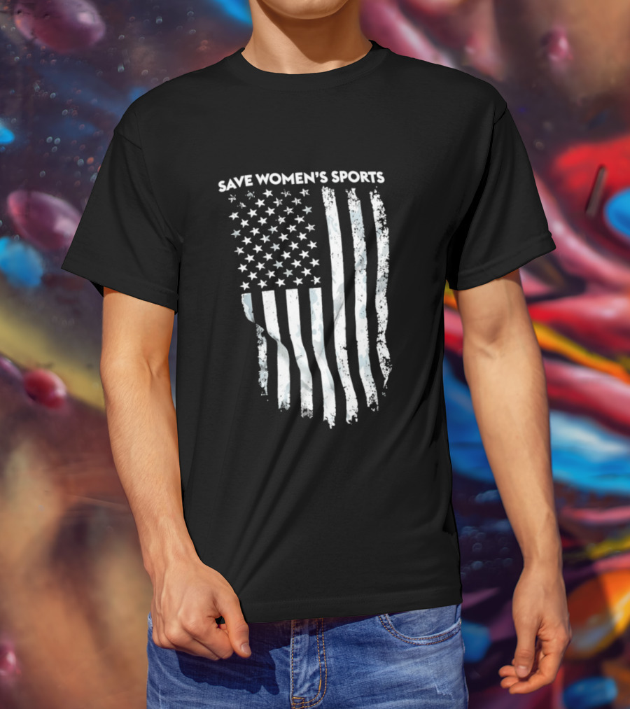 Save Women's Sports American Flag Stars And Stripes T-Shirt