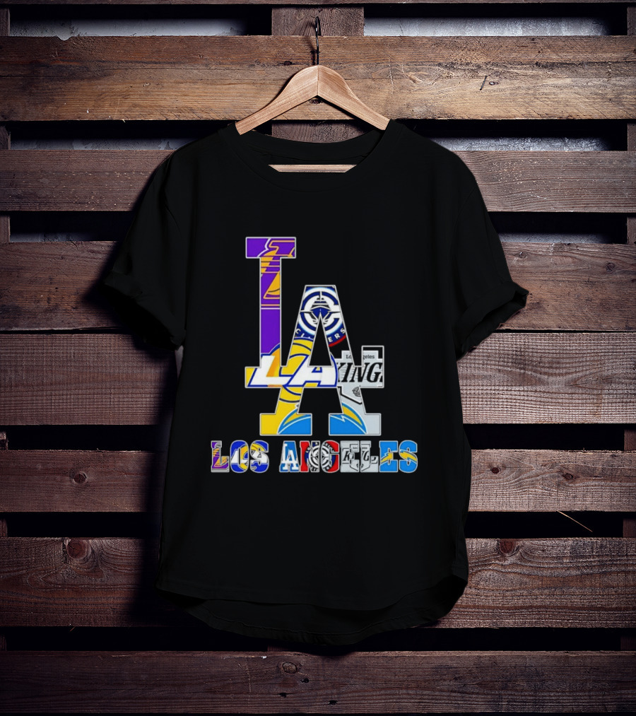 LA Los Angeles Lakers Dodgers Kings Rams Chargers Logos T-Shirt