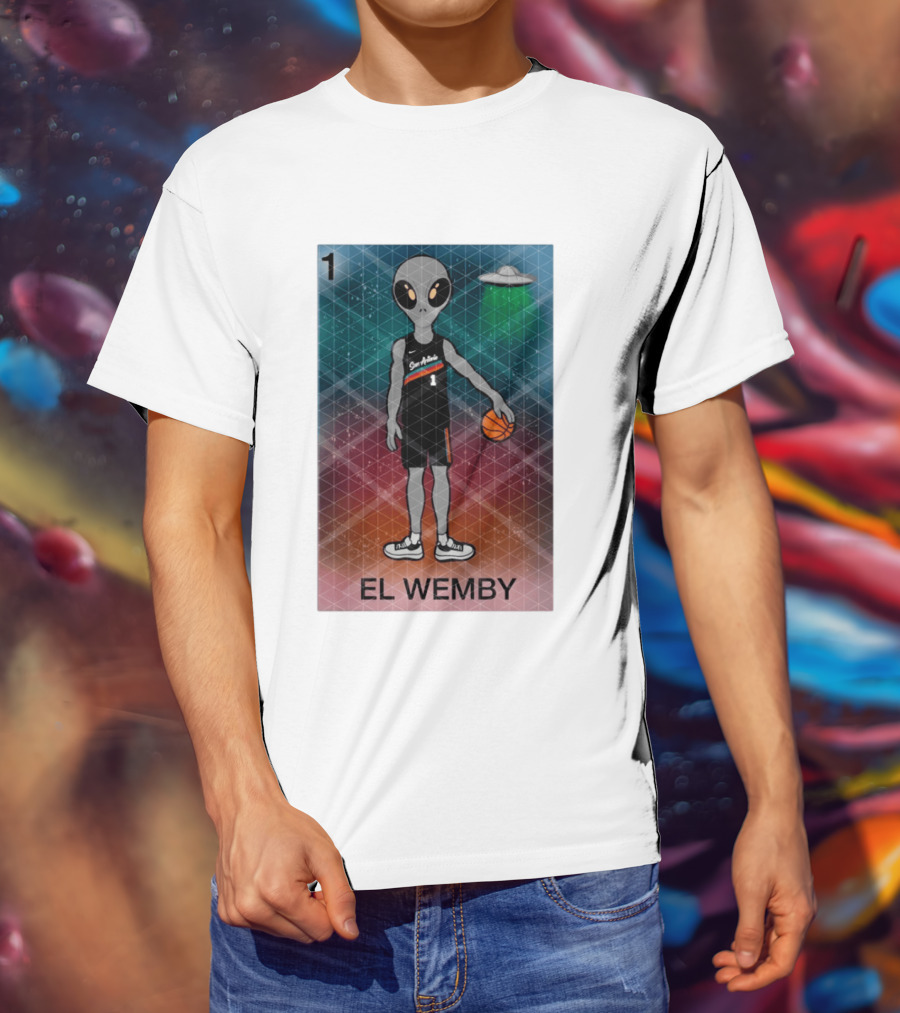 El Wemby Lotería Card Alien Victor Wembanyama San Antonio Spurs Basketball NBA 2026 T-Shirt