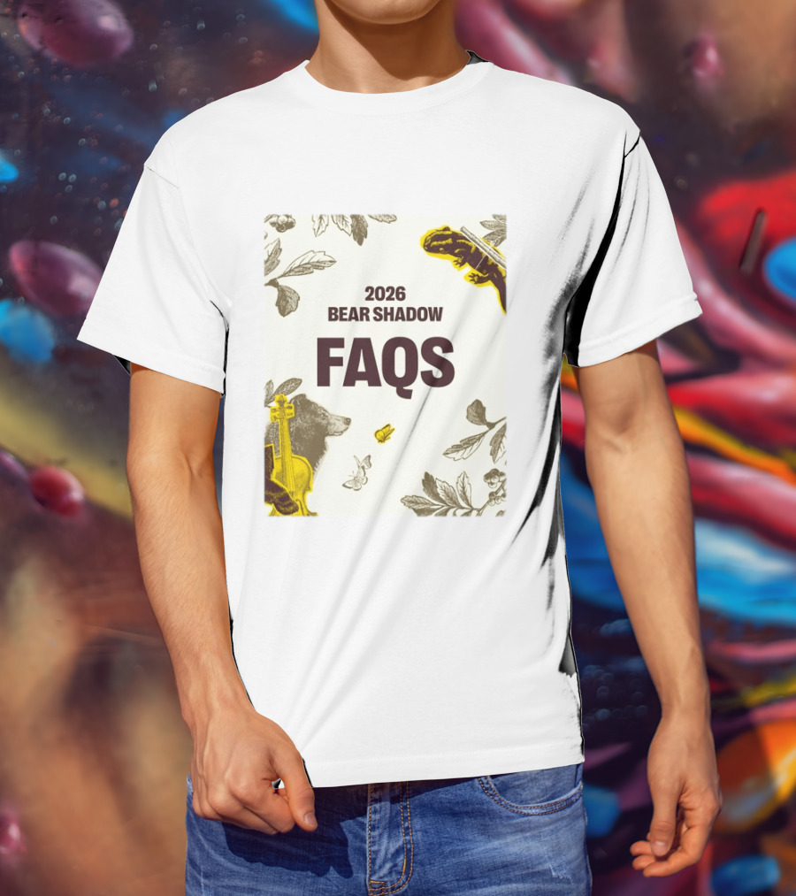 2026 Bear Shadow FAQs Music Festival Forest Animals Instruments T-Shirt