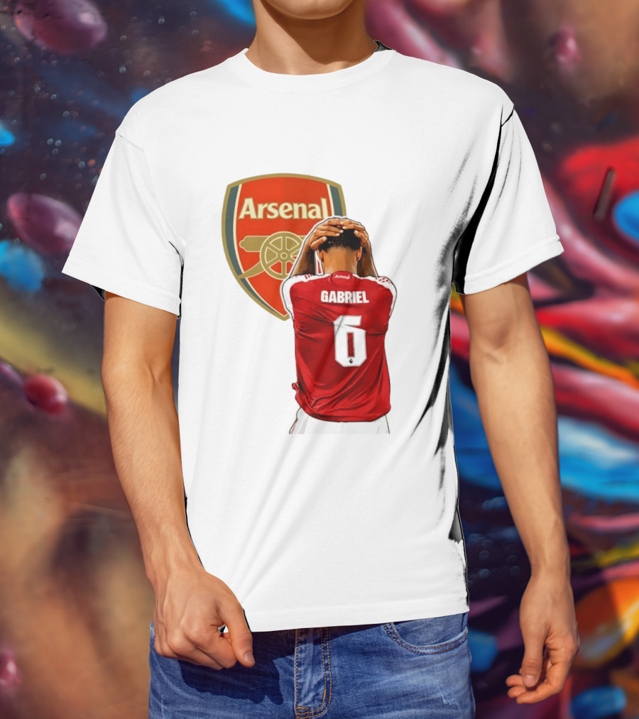 Gabriel Magalhaes Arsenal Jersey Number 6 Premier League T-Shirt