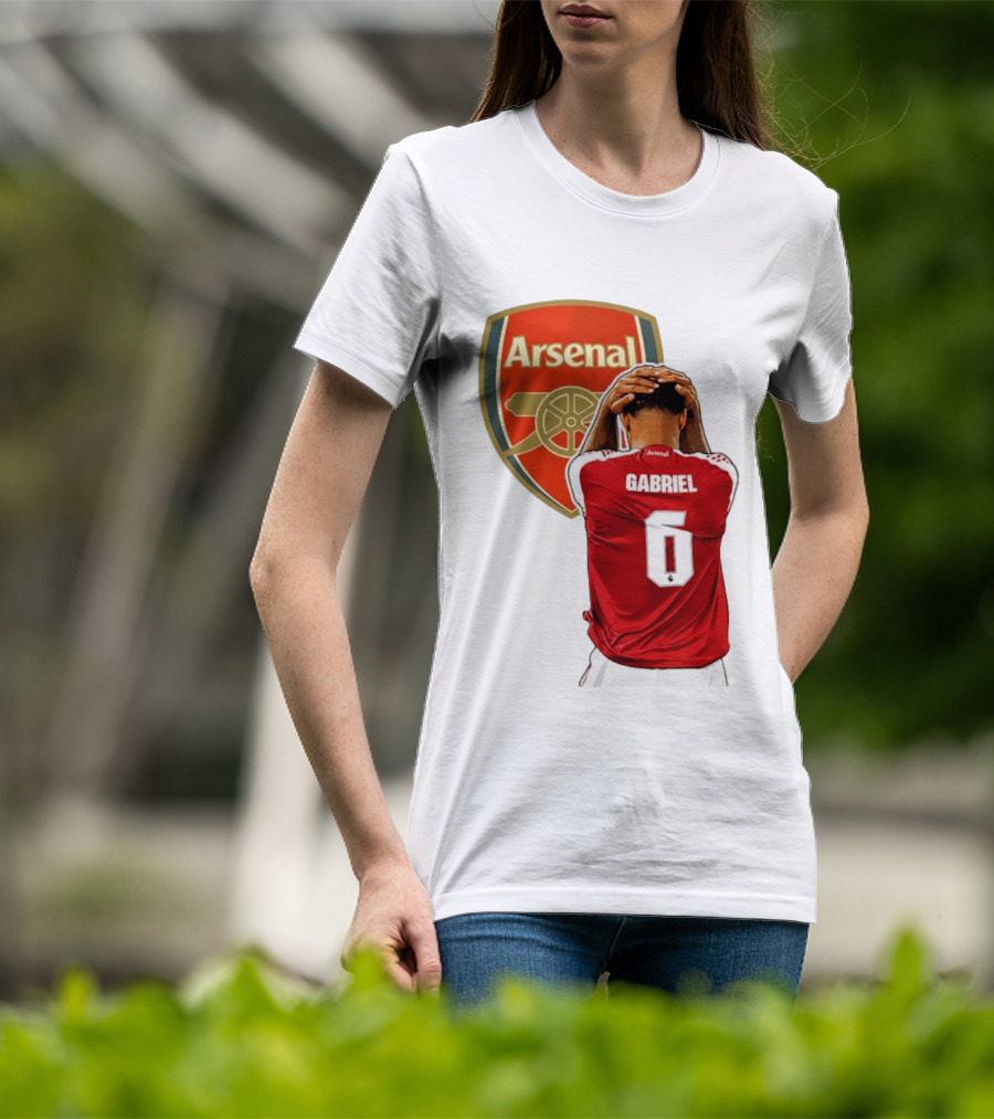 Gabriel Magalhaes Arsenal Jersey Number 6 Premier League T-Shirt