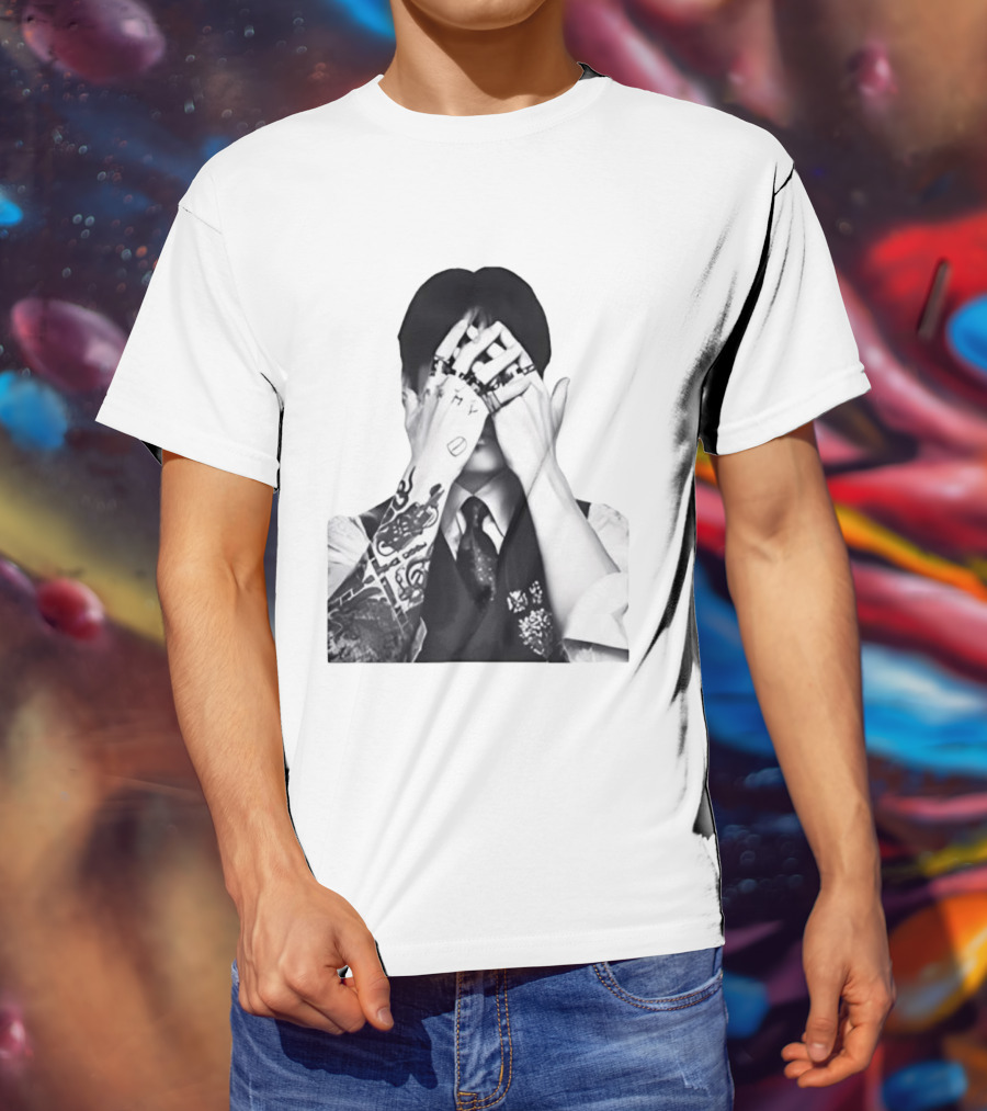 Jungkook BTS Tattoo Hands Rings Black And White Aesthetic T-Shirt