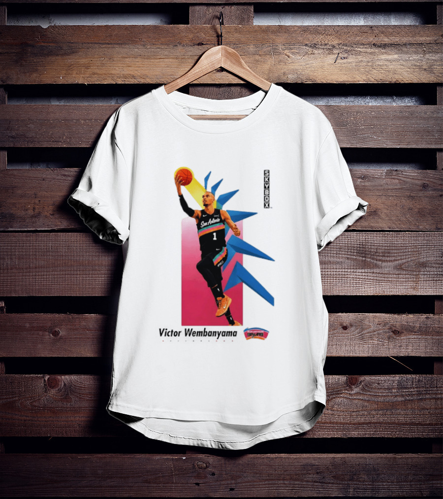 Victor Wembanyama San Antonio Spurs Basketball NBA Skybox 90s Retro Dunking Action T-Shirt