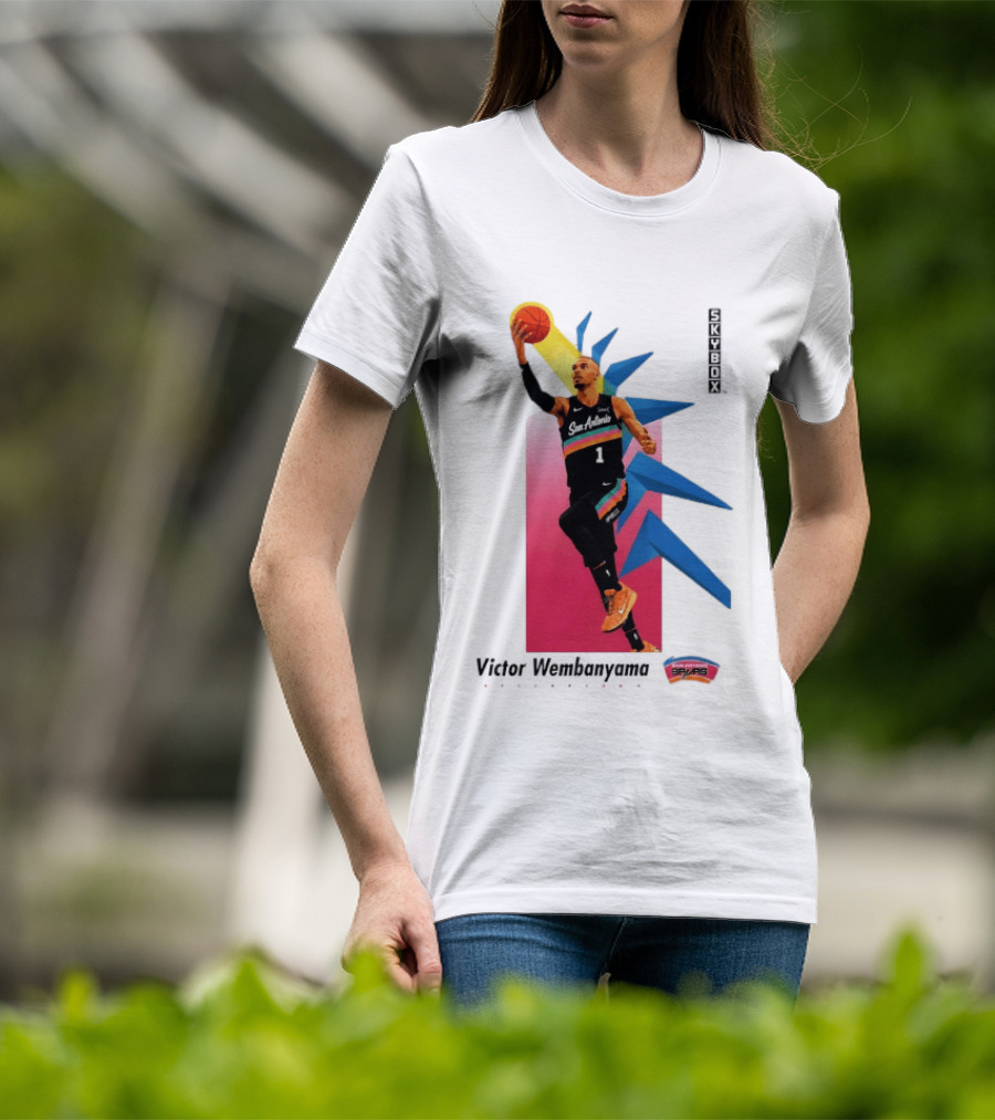 Victor Wembanyama San Antonio Spurs Basketball NBA Skybox 90s Retro Dunking Action T-Shirt