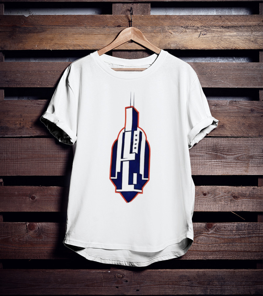 Chicago Skyline Willis Tower Symbol With Flag Stars T-Shirt