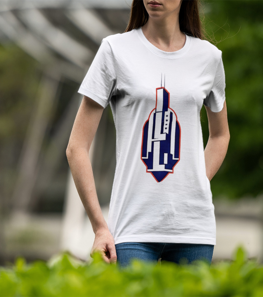 Chicago Skyline Willis Tower Symbol With Flag Stars T-Shirt
