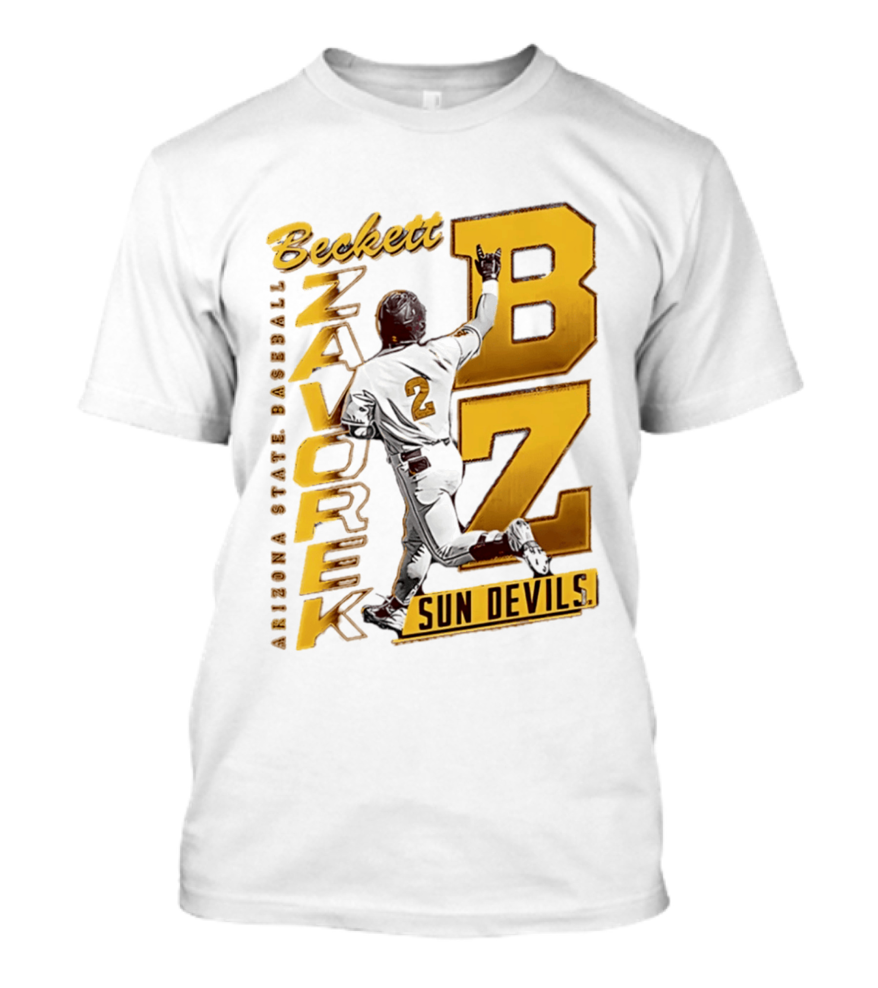 Beckett Zavorke Arizona State Baseball Sun Devils BZ Number 2 T-Shirt