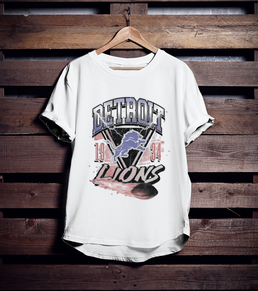 Detroit Lions 19 34 Vintage Style Iconic Team T-Shirt