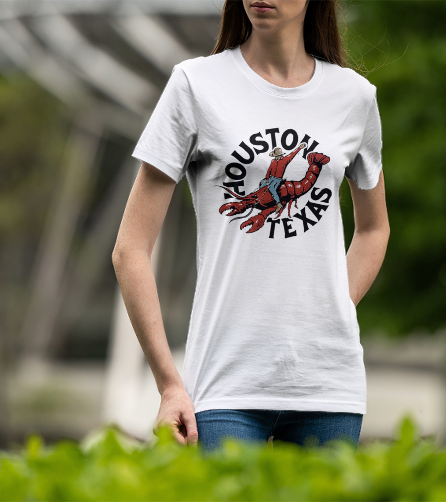 Houston Texas Crawfish Cowboy Riding Effigy T-Shirt