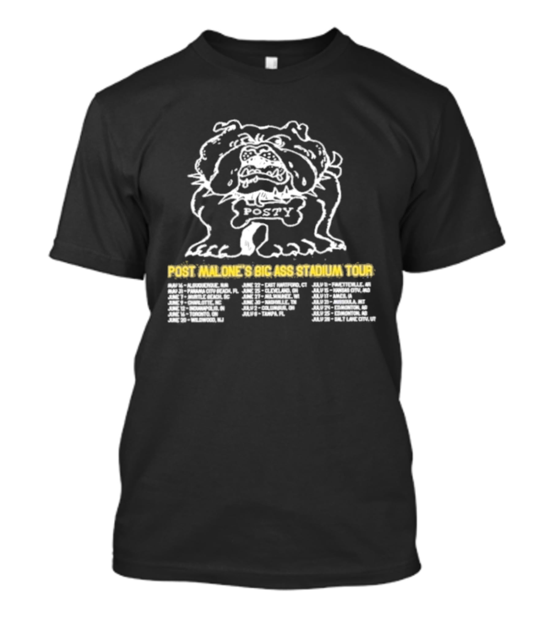Post Malone's Big Ass Stadium Tour Posty Bulldog T-Shirt