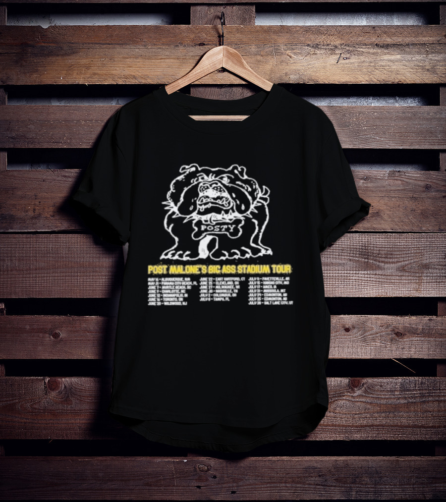 Post Malone's Big Ass Stadium Tour Posty Bulldog T-Shirt