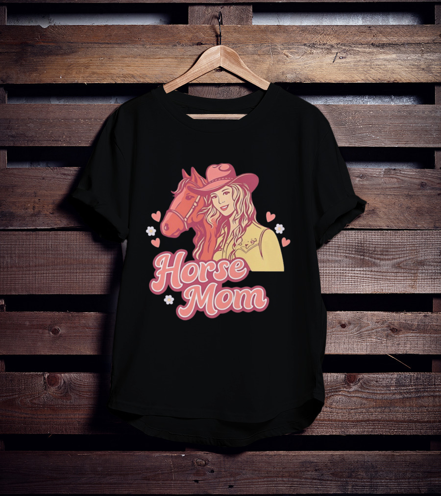 Cowgirl Horse Mom With Mustang And Hearts T-Shirt