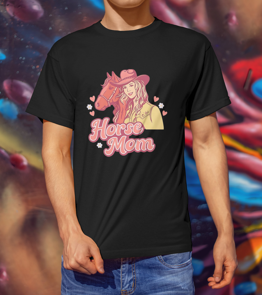 Cowgirl Horse Mom With Mustang And Hearts T-Shirt
